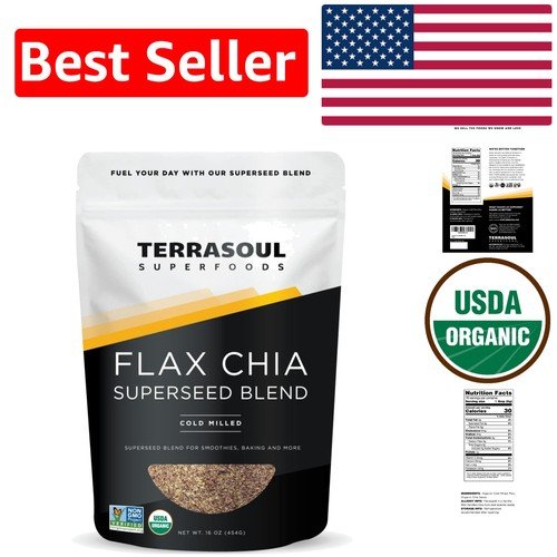 16 Oz Organic Flax Chia Superseed Blend for Healthy Snacks & Smoothies
