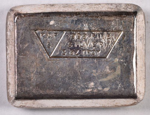 Vintage K & F Kenneth & Freda Shonback 3 oz Silver Bar 0.999
