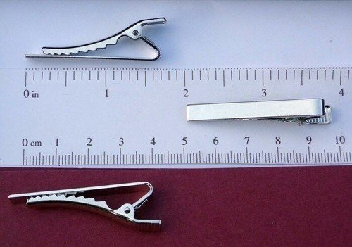 50 TIE BAR Findings SILVER Flat Surface 1.7" L x .22" W ~ Strong CLIP 43mmx5.6mm