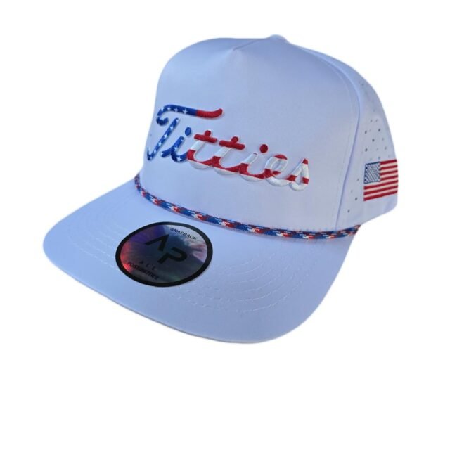USA Titties Golf Hat, White with Flag, Size
