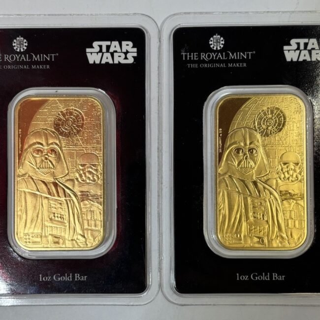 !STAR WARS! Royal Mint 2ozt Gold Bar Set 1ozt Each Bar #gm030