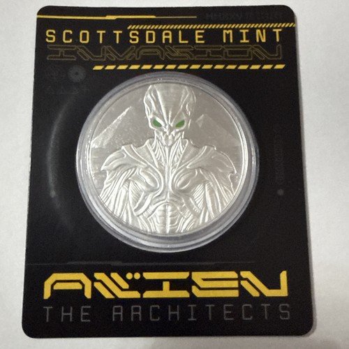 2025 Samoa Alien Architects 1oz .999 Silver Coin – RHODIUM – UV Eyes – 289/1500