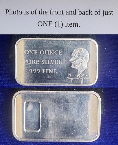 Vintage President Lyndon B Johnson 1 Troy Oz .999 Fine Silver Bar