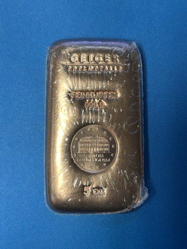 🔥 5 Oz. Geiger Edelmetalle 9999 Fine Copper Bar Factory Sealed