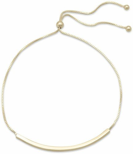Adjustable 14 Karat Gold Plated Bar Friendship Bracelet 925 Sterling Silver