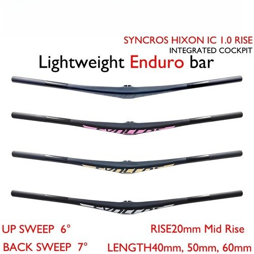 Mountain Bike Carbon Integrated Handlebar 28.6mm 780mm Width Matte Riser Bar