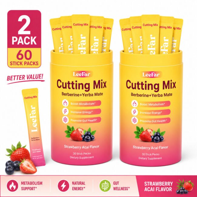 2 Pack LeeFar Cutting Drink Mix,Craving Control & Gut Health, 30 Sticks/Can