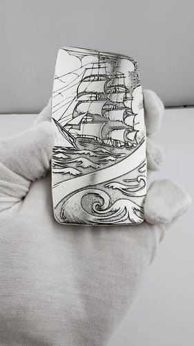 10 ozt 999 Fine Silver Art Bar - TALL SHIP II - ADAMO TECHNE- Limited Edition