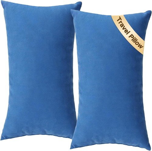 Small Travel Pillows Mini Neck Pillow For Airplane 2-Pack 7″x11″ Blue