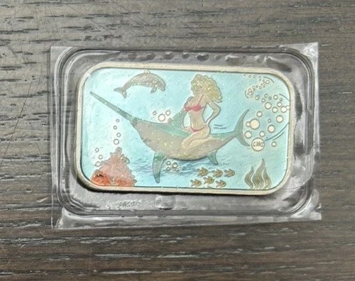 Sword Fish 2021 CMG Mint 1 Oz .999 Silver Proof Art Bar Aqua Blue #42/45 Sealed