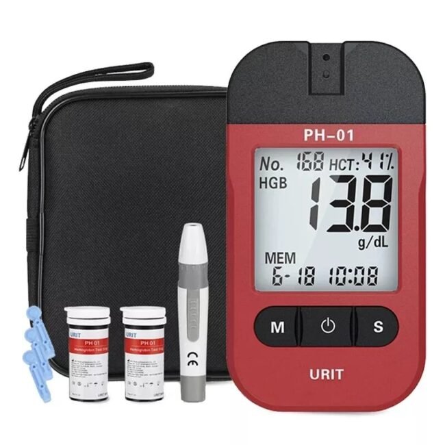 URIT PH-01 Hemoglobin Level Monitor Kit, 50 Hgb Strips for Anemia Screening