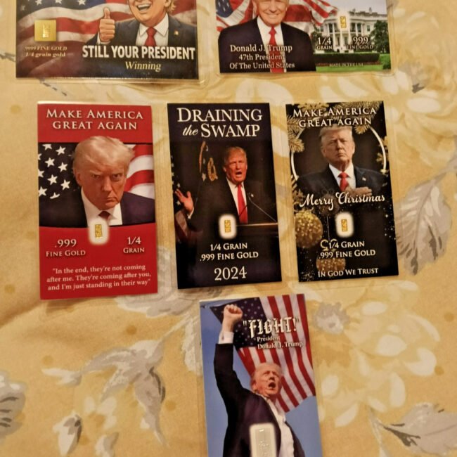 THE PRESIDENT TRUMP COLLECTION 5 GOLD BARS & FREE SILVER ASSASSINATION ATTEMPT